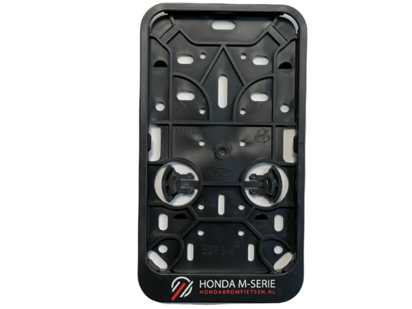 Kentekenplaathouder Bromfiets staand – Opdruk “Honda M-Serie” – Zwart, 100x170mm
