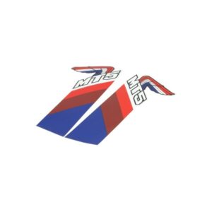 Stickerset tank - "MT5" Blauw/bruin/rood - model '86-'87, NH138 Shasta White
