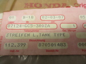 Sticker tank links - "Honda Wing" Rood/wit/oranje - model Wit [NOS] - Afbeelding 2