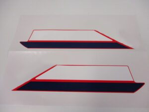 Stickerset tank - Streep Wit/blauw - model '79-'83, R23 Tahitian Red