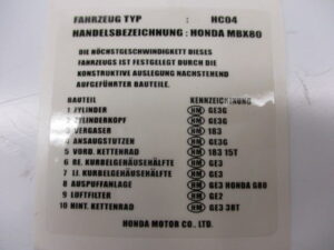 Sticker tank, technische gegevens - DEU - Wit