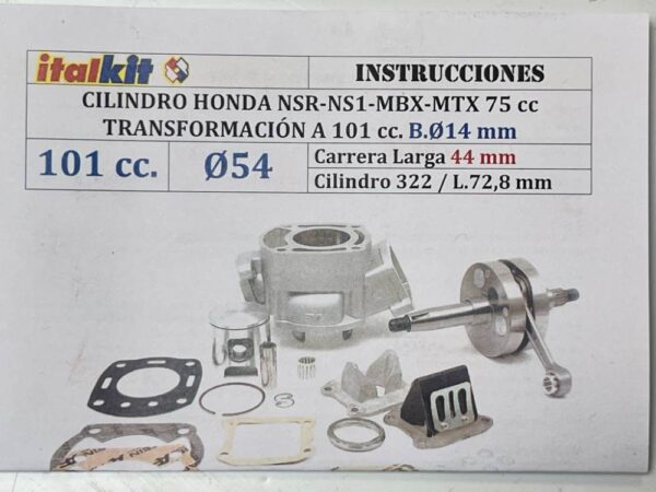 Cilinderset 100cc - Italkit - 54mm - Incl. krukas 44mm (fluisterpoort, Nikasil) - Afbeelding 12