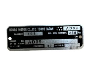 Typeplaatje/Plaatje framenummer - MTX50SH (AD09)