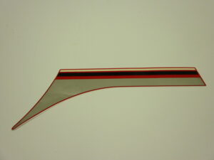 Sticker motorspoiler links - Zwart/rood/wit/grijs - model '83-'84, R110 Monza Red