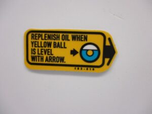 Sticker oliepeil - ENG - Geel