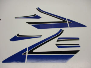 Stickerset kappen - Metallic blauw/zwart/wit - model '86-'92, Wit/Blauw