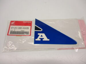 Sticker tank rechts - "HONDA" Blauw/zwart/wit - model '86-'92, Wit/Blauw [NOS]