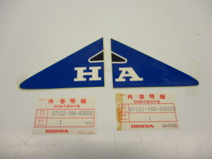 Stickerset tank - "HONDA" Blauw/wit/zwart - model '86-'92, Wit/Blauw [NOS]