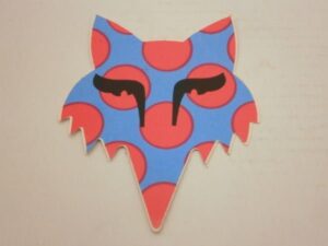 Sticker "Fox Head" - Blauw/roze, 8x6cm