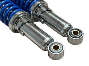 Schokbreker set Blauw/Chrome HMS Standaard Lengte Honda MT50 Nieuw model vanaf 1989 (Volledig Ori. Look!) - Afbeelding 4