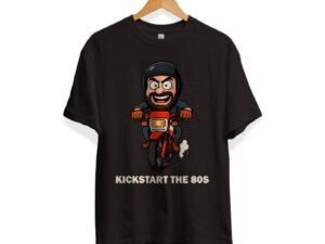 T-shirt Kickstart the 80s zwart