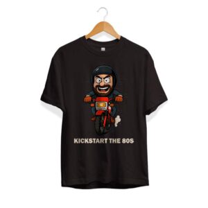 T-shirt Kickstart the 80s zwart